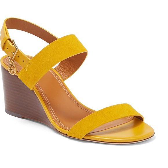 Tory Burch Mini Benton Wedged Sandal In Gold Finch -New In Box- Reemoly - Picture 1 of 14